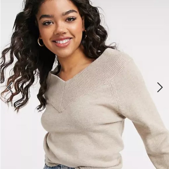 JDY Wide Neck Off Shoulder V Neck Sweater S NWT - Picture 9 of 9